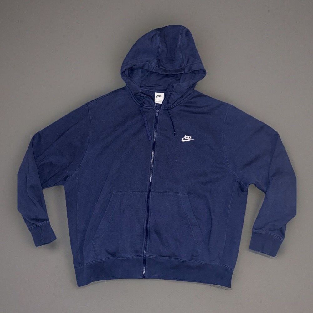Excellent! Nike Hoodie Mens XXL Blue Sweatshirt Sportswear Fleece Full Zip